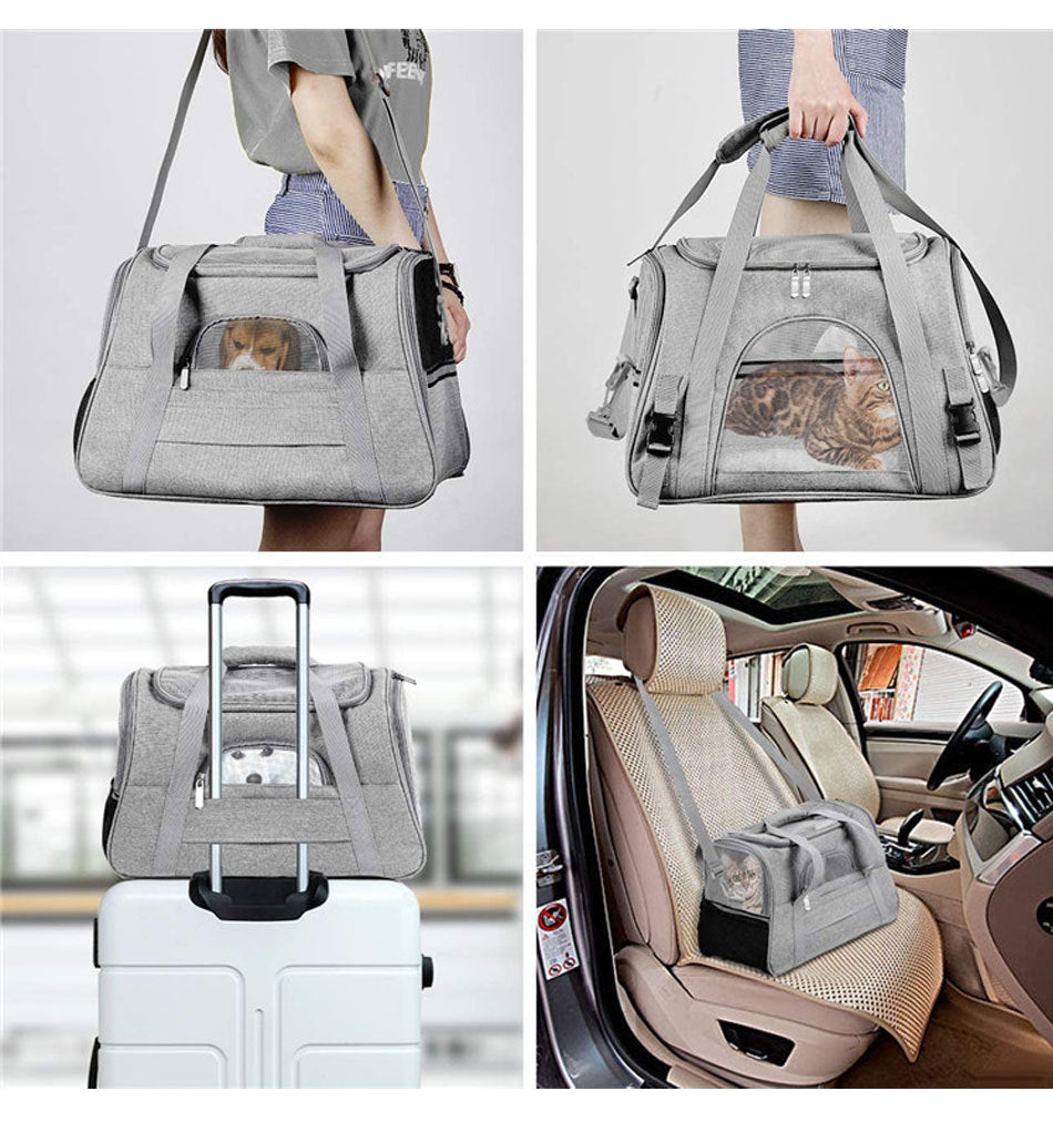 Steven Store™ Dogs and Cats Travel Carrier: Durable and comfortable pet carrier with ventilation mesh panels and soft interior