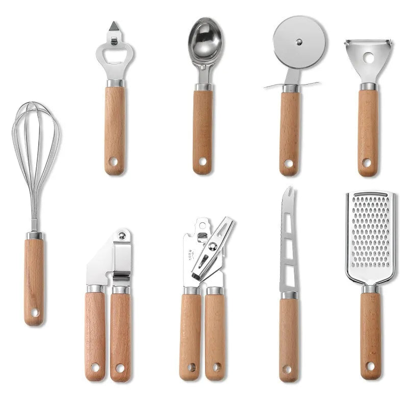 Steven Store™ Complete Cooking Utensils Set with Wooden Handles