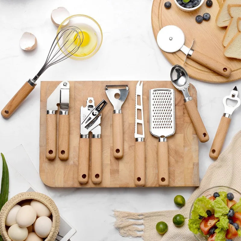 Steven Store™ Complete Cooking Utensils Set with Wooden Handles