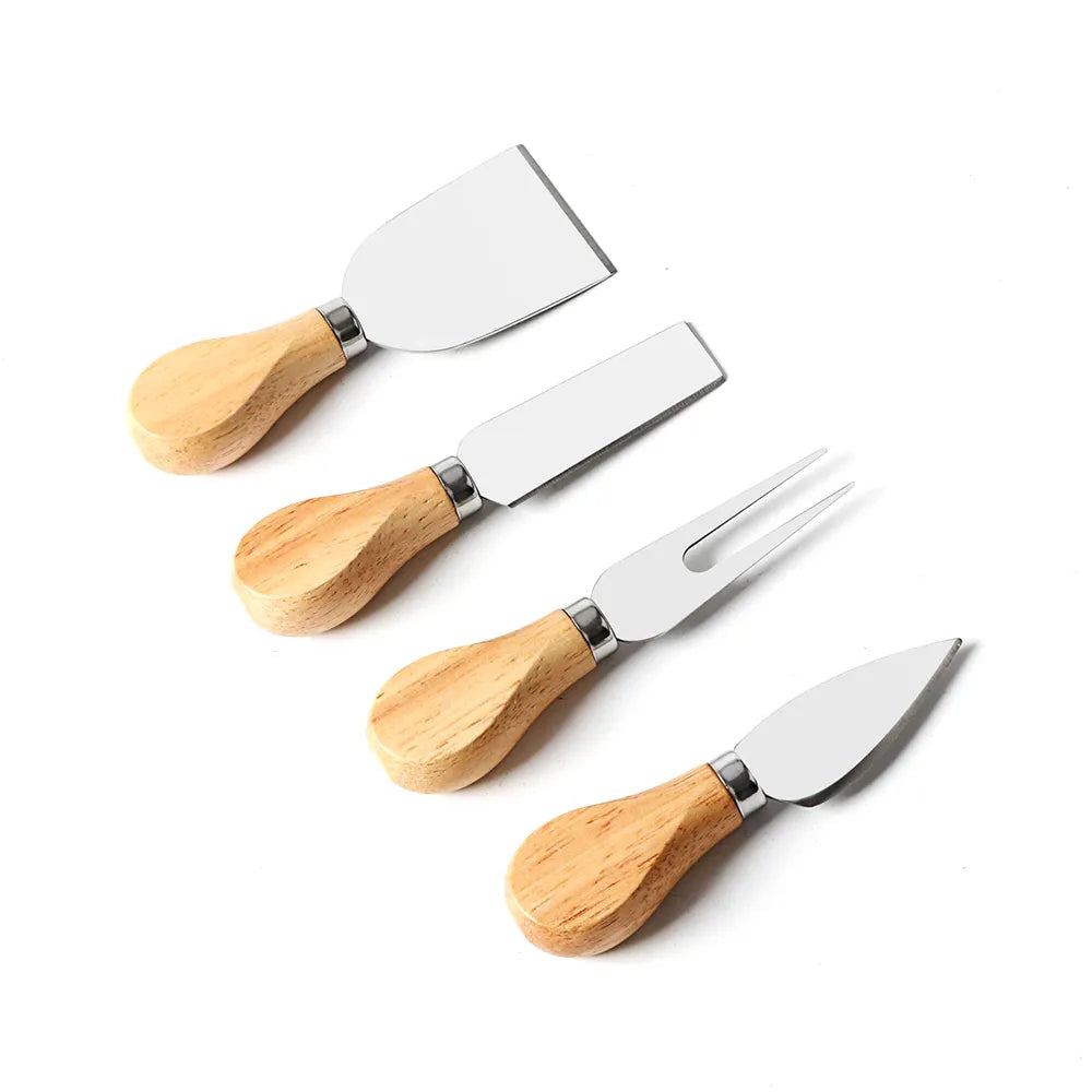 Steven Store™ Premium Wood Handle Cheese Cutter Set: Stylish cheese knives with wood handles for slicing and serving cheeses