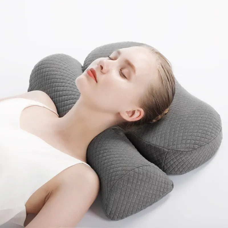 Duerma en una alineación maravillosa: almohada cervical con contorno de espuma viscoelástica: soporte ergonómico para personas que duermen de lado
