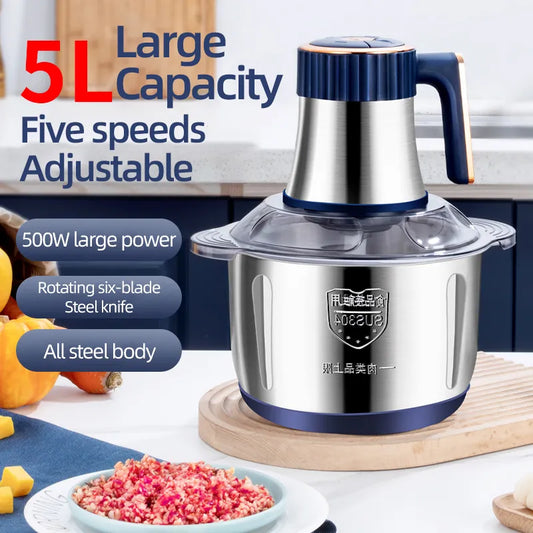 5L Household Kitchen Meat Grinder: Powerful Stainless Steel Blade for Versatile Food Processing