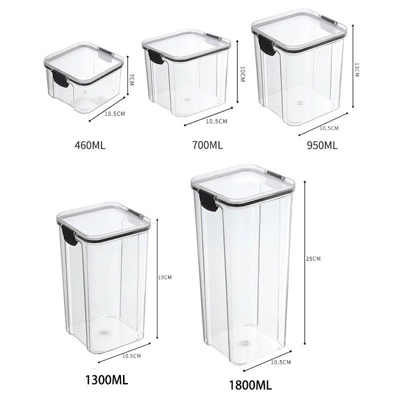 Steven Store™ 5-Piece Sealed Kitchen Jars Set: Airtight and transparent food storage solution