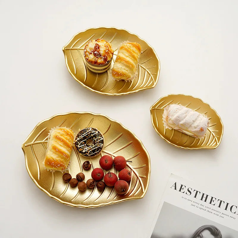 Steven Store™ Gold Pineapple Leaf Decorative Tray