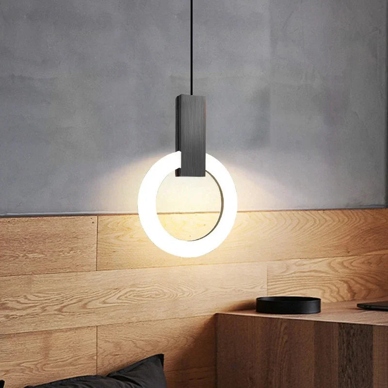 Simple LED Pendant Light Living Room Stairs Ring Chandelier