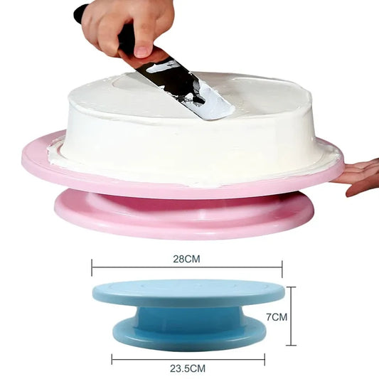 Steven Store™ Plastic Cake Turntable Set: Smooth rotating cake turntable with essential decorating tools