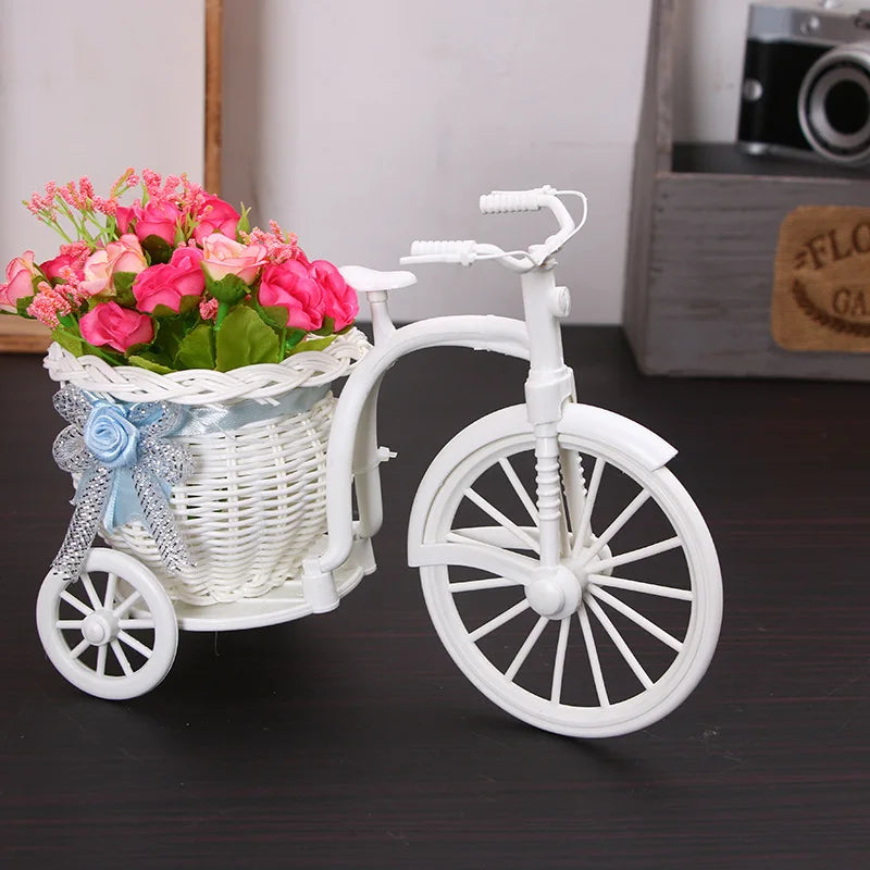 Charming Tricycle Flower Basket: Whimsical Wedding Party Decoration in Blue