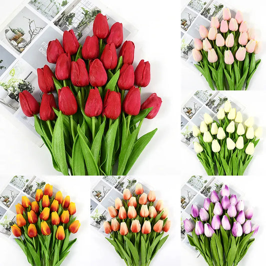 Elegancia atemporal: ramos de tulipanes artificiales de 35 cm para ceremonia de boda y decoración del hogar