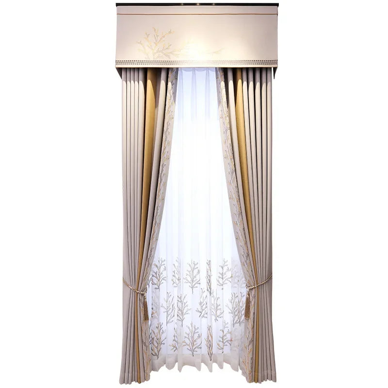 Light Luxury Simple Modern Curtains for Living Room Bedroom Blackout Spell Edge