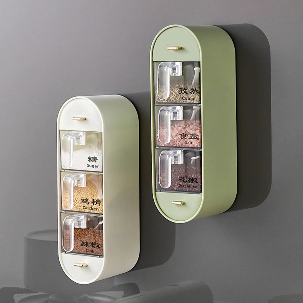 Steven Store™ Wall-Mounted Transparent Seasoning Jar: Airtight and space-saving spice storage solution