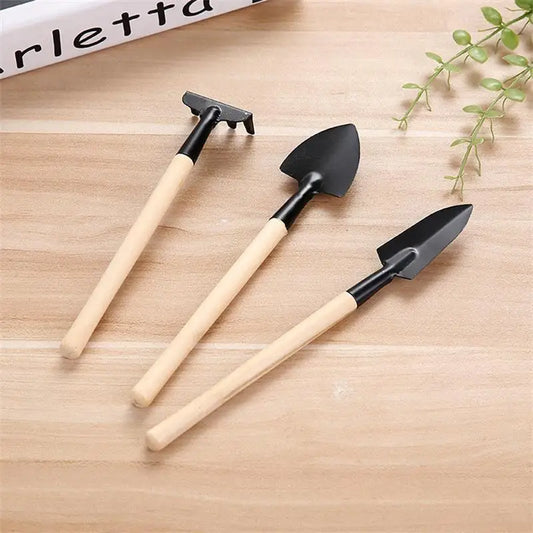 Steven Store™ Three-Piece Mini Garden Tools Set - Includes trowel, transplanter, and cultivator with ergonomic handles for comfortable and efficient gardening.