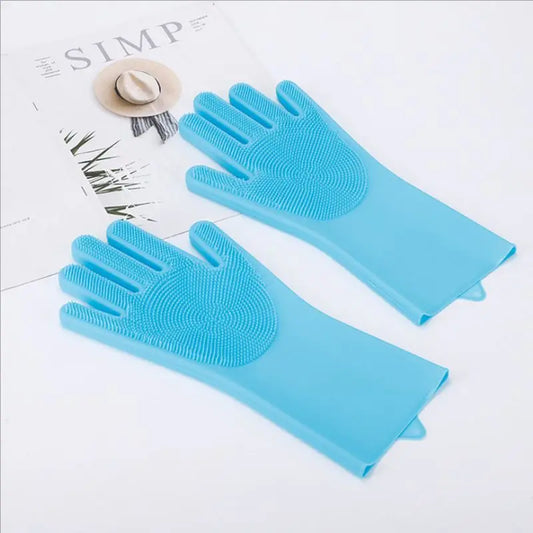 Steven Store™ Silicone Body Pet Bathing Gloves - Soft silicone bristle gloves for effective pet grooming and bathing.