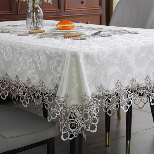 Luxury Lace Tablecloth White Rectangle Table Cloth