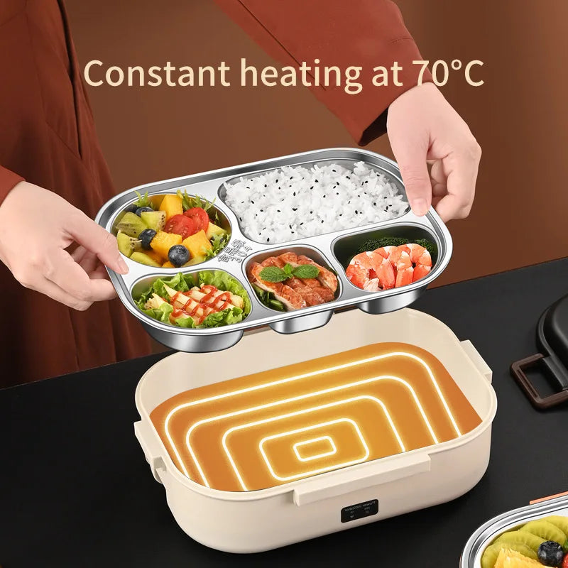 Steven Store™ Stainless Steel Electric Heated Lunch Box: Portable electric lunch box for heating meals on-the-go