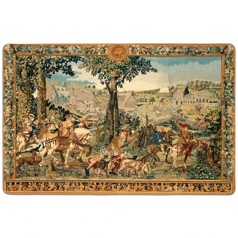 Steven Store™ Medieval Flemish Nobles Anti-Slip Carpet - Elegant carpet with medieval Flemish nobles design, featuring high-quality materials and anti-slip backing for safety and style.