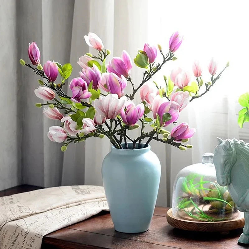 Elegant White Magnolia Flower Decoration: Lifelike Simulation for Home and Wedding Decor