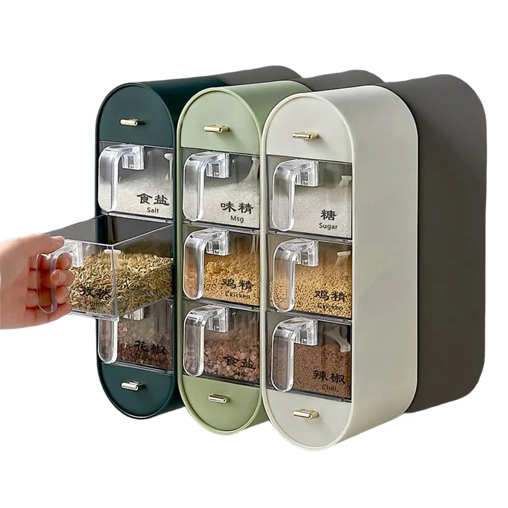 Steven Store™ Wall-Mounted Transparent Seasoning Jar: Airtight and space-saving spice storage solution