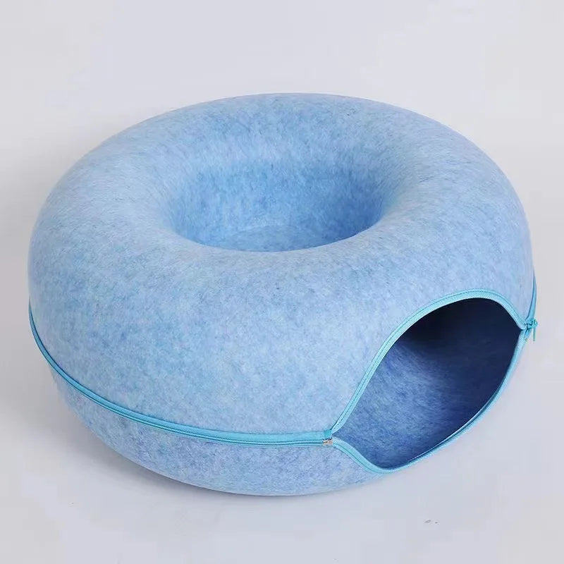 Steven Store™ Thicken Round Tunnel Bed for Cats: Cozy cat bed with plush padding and tunnel design