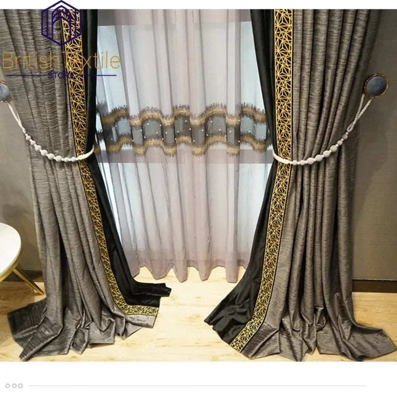 European Velvet Blackout Grey Luxury Curtain