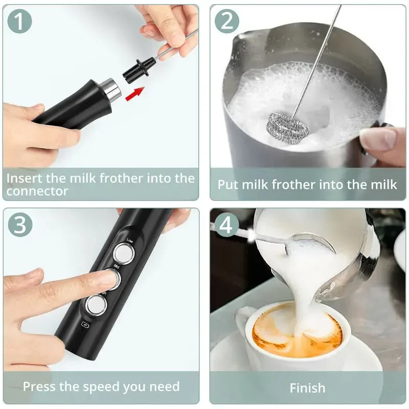 Wireless Rechargeable Electric Milk Frother: Enjoy Barista-Quality Foam Anywhere