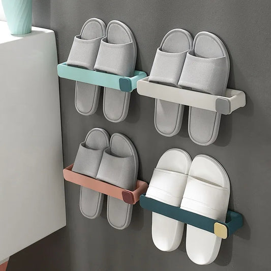 Steven Store™ Wall-Mounted Bathroom Slipper Shelf - Durable and stylish wall-mounted shelf for organized bathroom slipper storage.