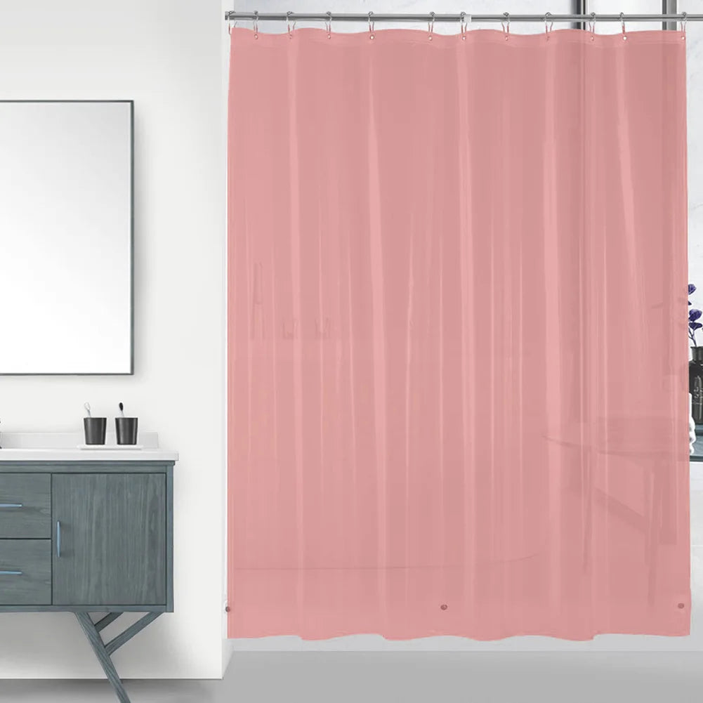 Steven Store™ Plastic Clear Bath Curtain - Sleek and durable clear plastic bath curtain for a modern and bright bathroom.