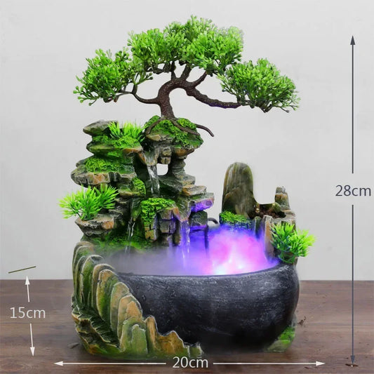 Harmony Illuminated: Fengshui Changing Desktop Color Desk Fountain