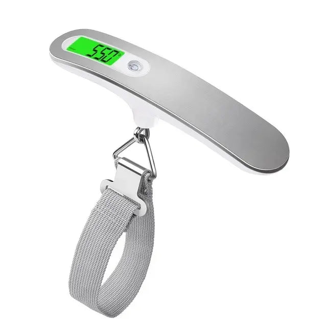 Steven Store™ LCD Digital Luggage Scale displaying weight on a suitcase.