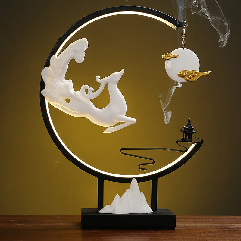 lamp ring flying to the moon creative backflow incense burner