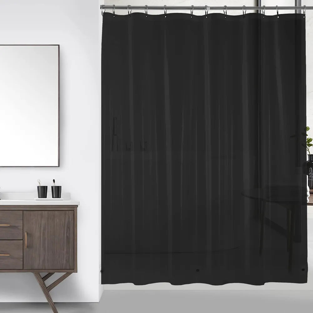 Steven Store™ Plastic Clear Bath Curtain - Sleek and durable clear plastic bath curtain for a modern and bright bathroom.