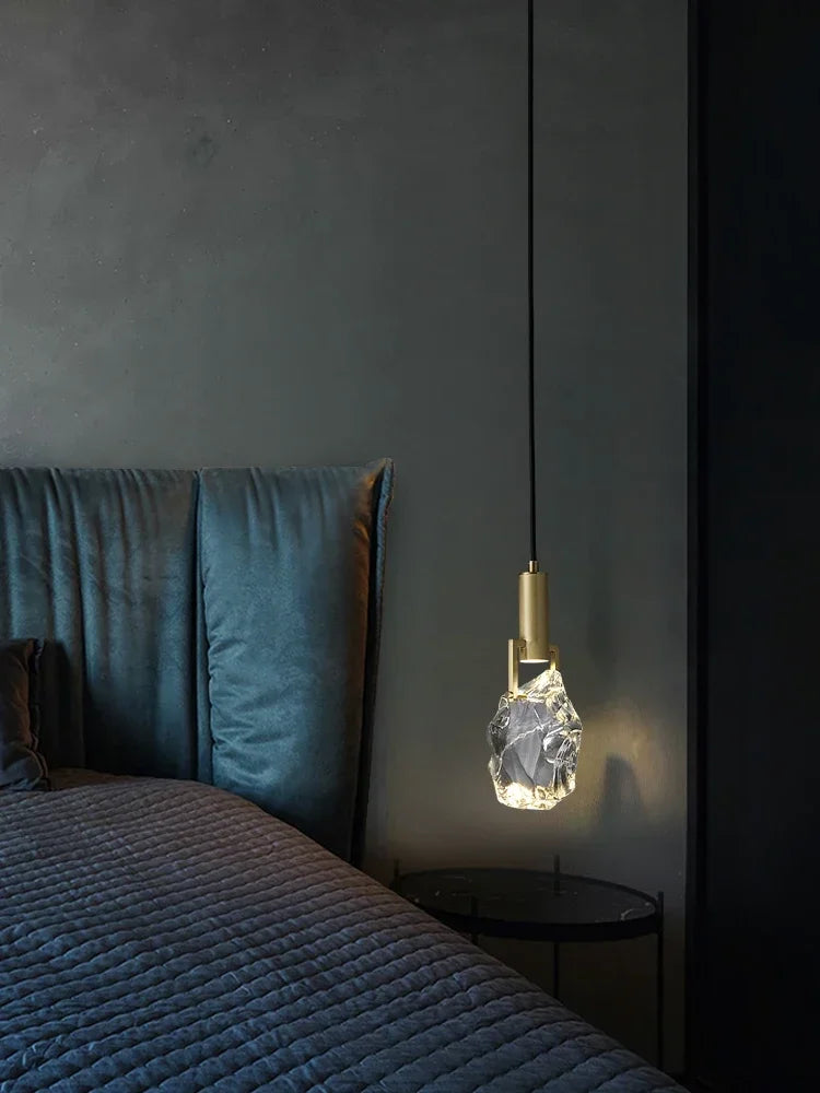 Modern Creative Crystal Stone Pendant Lamp Luxury Led Hanging Lights