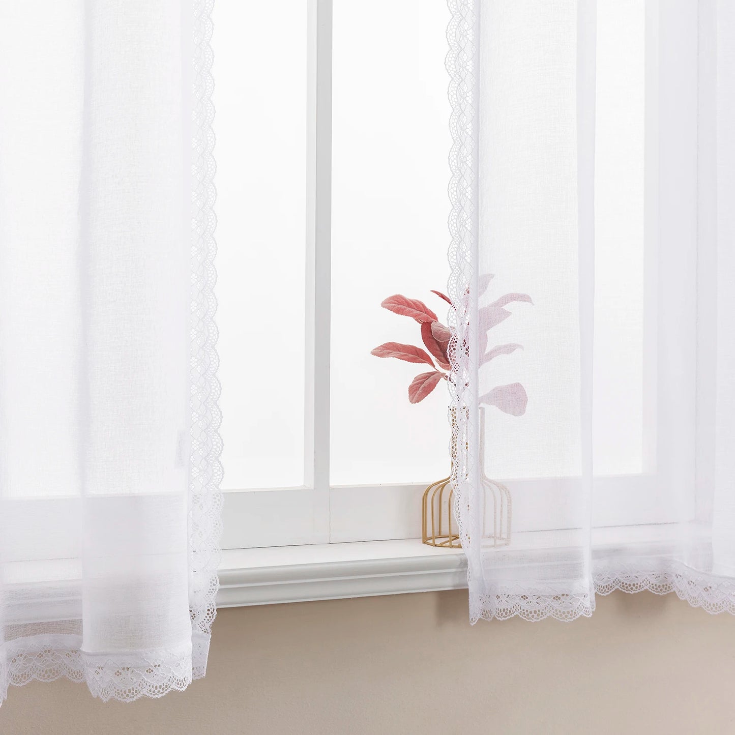 Embroidered Lace Sheer Valance Curtains: Elegant Window Dressing for Kitchen and Bedroom