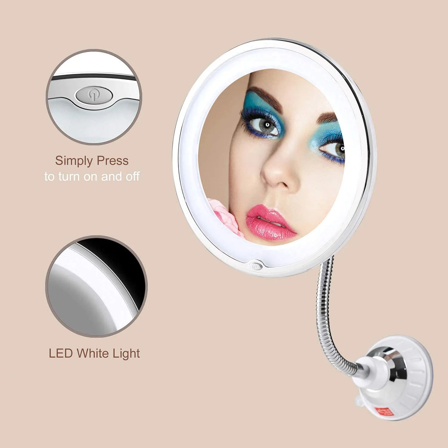 Espejo de maquillaje con luz LED y cuello de cisne flexible: ilumine su rutina de belleza con precisión