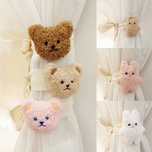 Cartoon Curtain Tieback Plush Embroidery Bear Rabbit Curtain Binding Strap