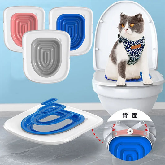 Steven Store™ Plastic Cat Toilet Training Kit - Adjustable inserts and step-by-step guide for cat toilet training, durable plastic material.