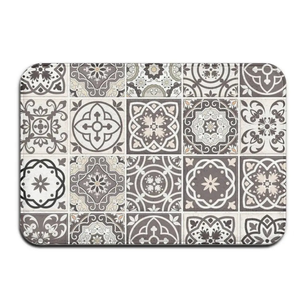 Steven Store™ Gray Bohemian Mandala Flower Carpet - Bohemian-style carpet with intricate gray mandala flower pattern, ideal for living rooms and bedrooms.