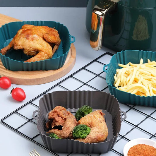Black Silicone Air Fryers Oven Baking Tray