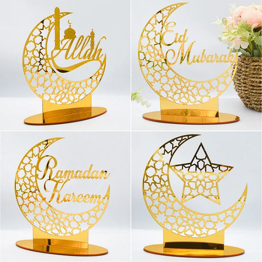 Radiant Elegance: Eid Mubarak Gold and Silver Acrylic Ornaments