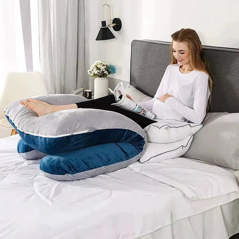 Abrace la comodidad tranquila: almohada multifuncional en forma de U para mujeres embarazadas: algodón puro, desmontable y lavable para un descanso placentero