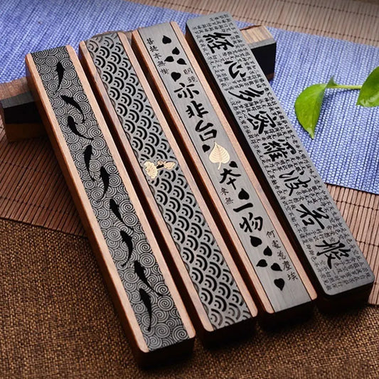 Handmade Creative Retro Carving Incense Burner Box Home Office Black Wooden Incense