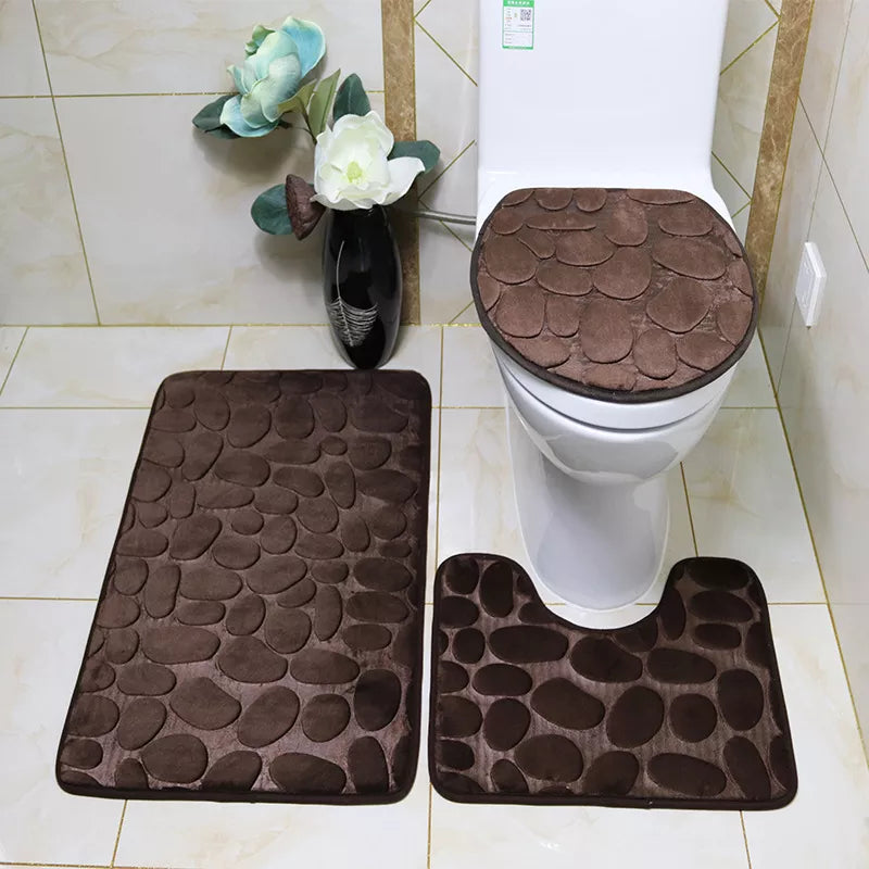 Steven Store™ Cobblestone Mat Bathroom Rug - Rustic cobblestone design bathroom rug with non-slip backing for style and safety.