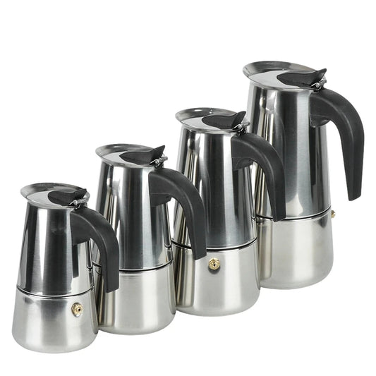 Steven Store™ Stainless Steel Mocha Coffee Maker: Classic stovetop espresso maker with stainless steel construction
