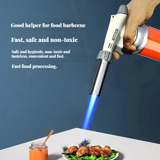 Elite FlameMaster: Antorcha de quemador de soldadura con encendido automático de gas butano para una exquisita cocina de barbacoa y camping