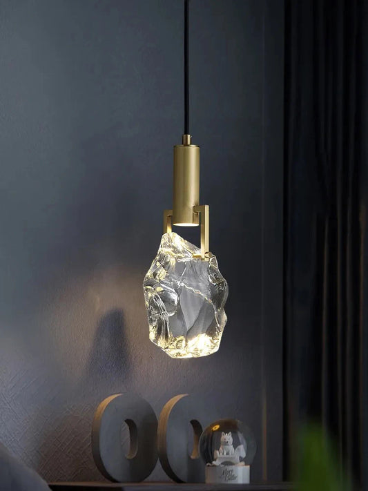 Lámpara colgante de piedra de cristal creativa moderna, luces colgantes Led de lujo