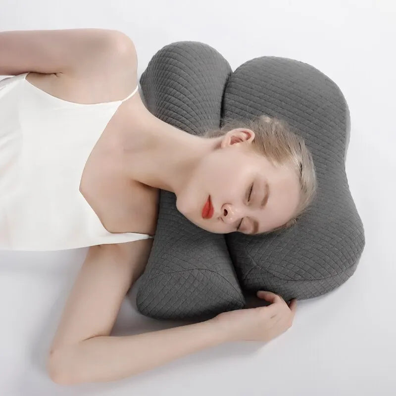 Duerma en una alineación maravillosa: almohada cervical con contorno de espuma viscoelástica: soporte ergonómico para personas que duermen de lado