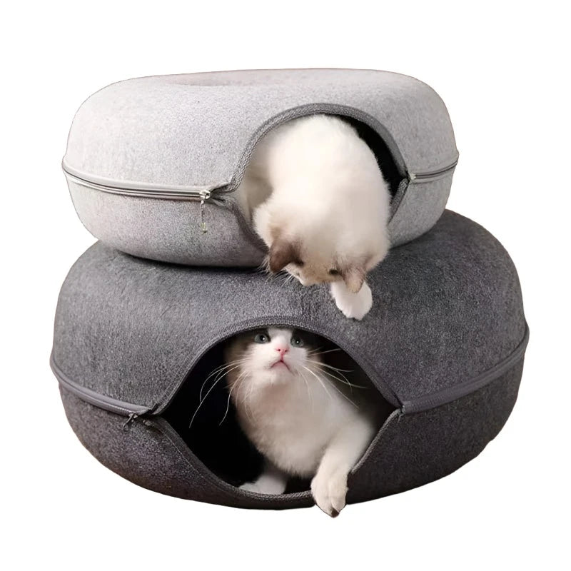 Steven Store™ Thicken Round Tunnel Bed for Cats: Cozy cat bed with plush padding and tunnel design