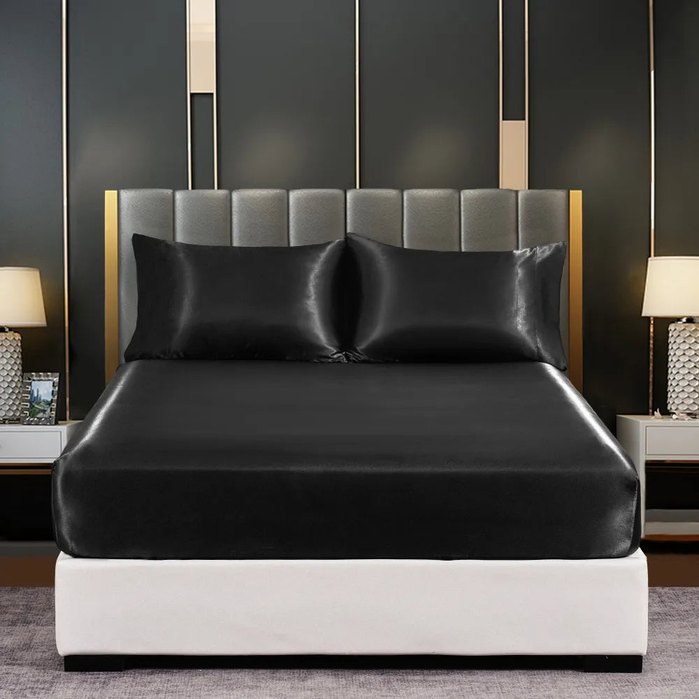 Steven Store™ Silk Fitted Bed Sheet: Luxurious silk fabric in fitted design for ultimate comfort