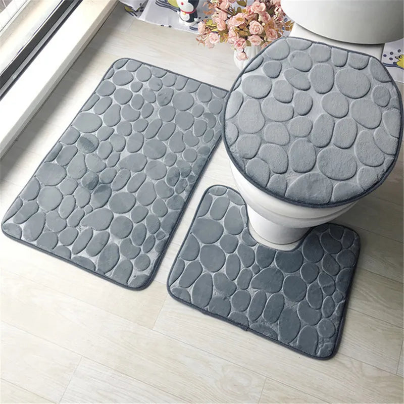 Steven Store™ Cobblestone Mat Bathroom Rug - Rustic cobblestone design bathroom rug with non-slip backing for style and safety.