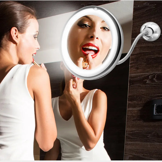 Espejo de maquillaje con luz LED y cuello de cisne flexible: ilumine su rutina de belleza con precisión