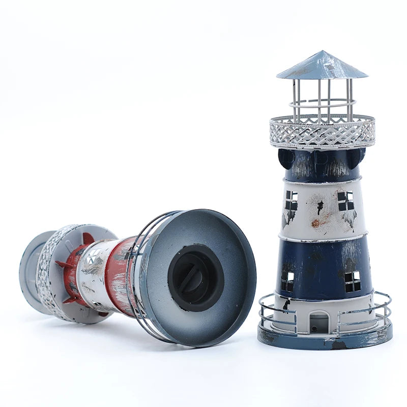 Retro Mumluk Denizci Dekoratif Deniz Feneri El Sanatları Ferforje Şamdan Minyatür